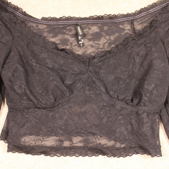 torrid Tops - Torrid Black Floral Lace Off Shoulder Crop Top Long Sleeve Gothic Plus Size 2